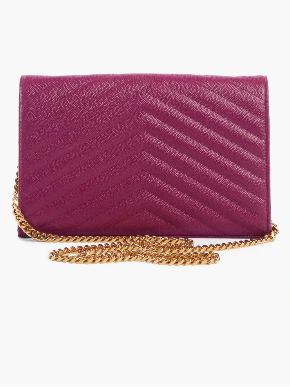 Saint Laurent Fuchsia Quilted Envelope Chain Wallet with Gold YSL